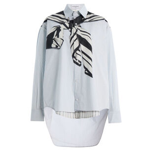 The Keegan Relaxed Boyfriend Button-Front Shirt With Scarf Motif