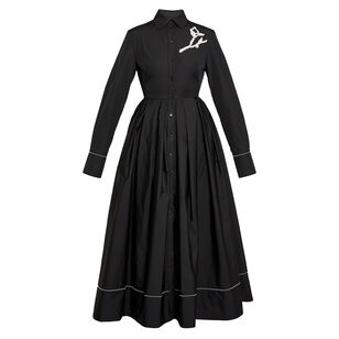Long Sleeve Embroidered Midi Shirt Dress