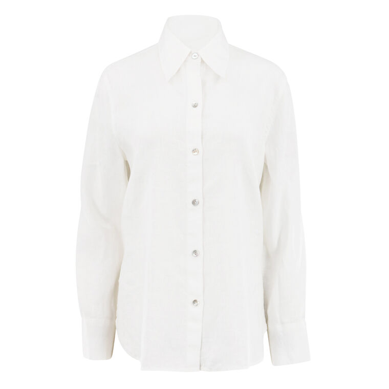 Relaxed Long Sleeve Button-Down Shirt image number null