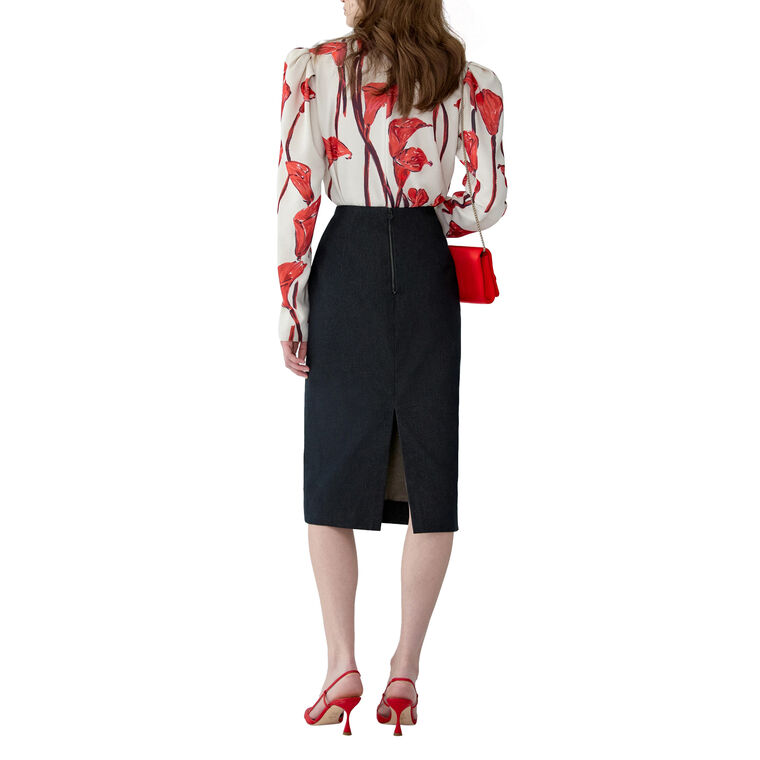Calla Lily Print Draped Blouse image number null