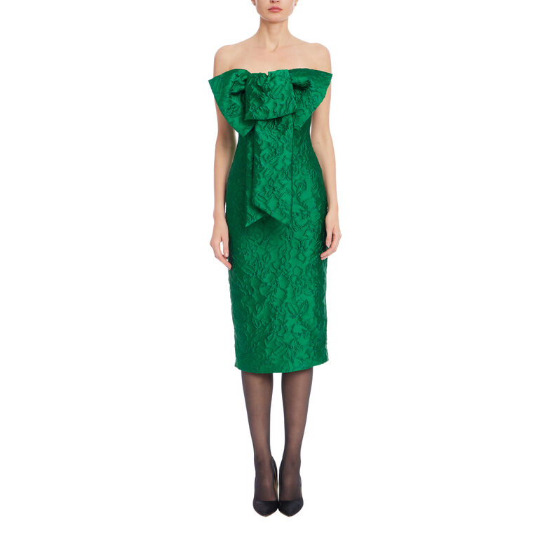 Strapless Cocktail Midi Dress With Bow image number null