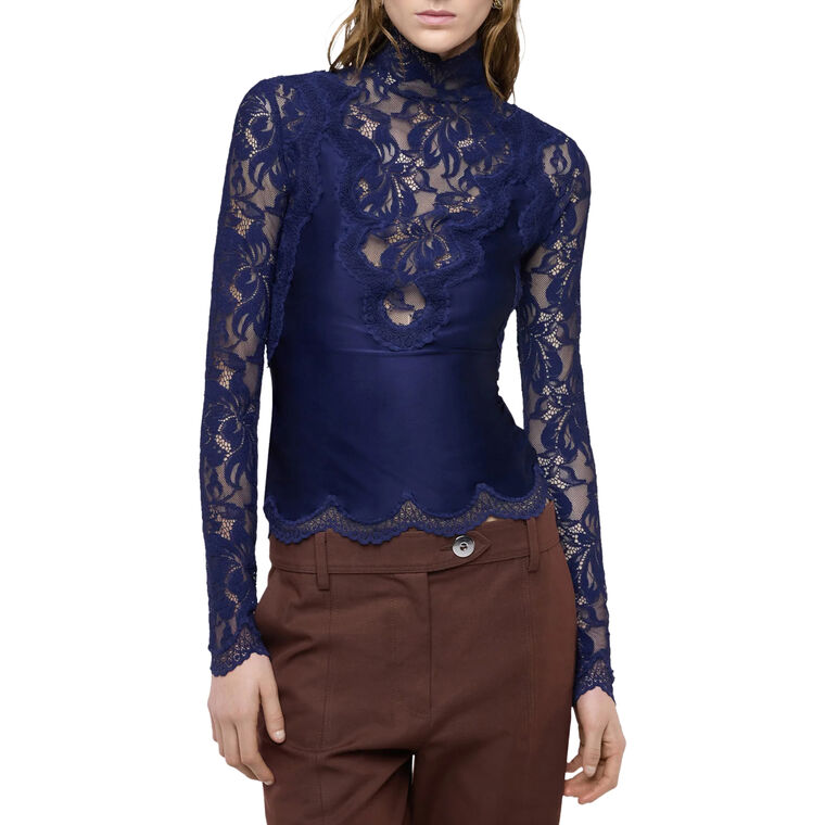 Long Sleeve Lace Turtleneck Top image number null
