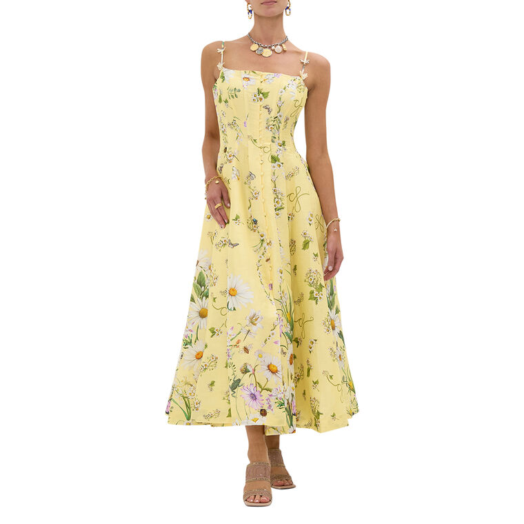 Sleeveless Corset Dress With Long Flared Skirt image number null