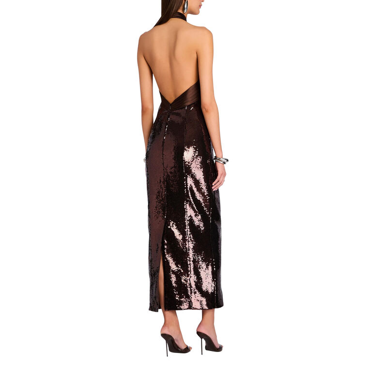 Tamra Sequin Halterneck Midi Dress image number null