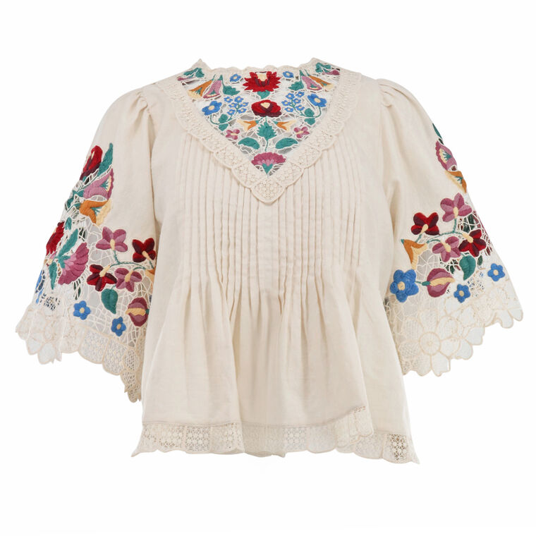 Katharine Embroidery Short Sleeve Top image number null