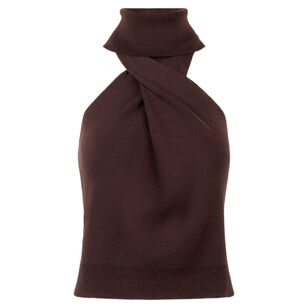 Twist Front Roll Neck Knit Top