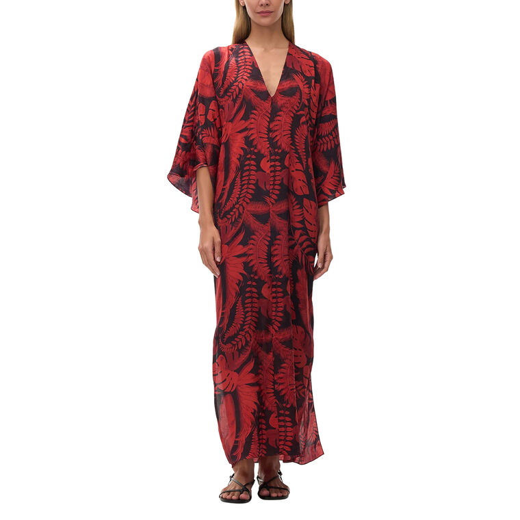 Mercedes Silk Jacquard V-Neck Maxi Tunic image number null