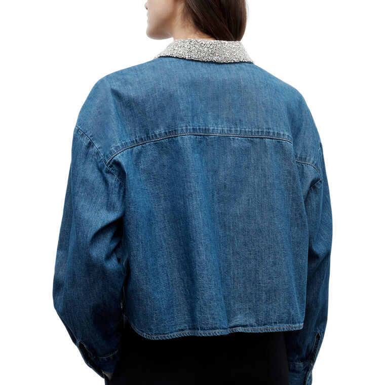 My Ex's Denim Shirt With Crystal Collar image number null
