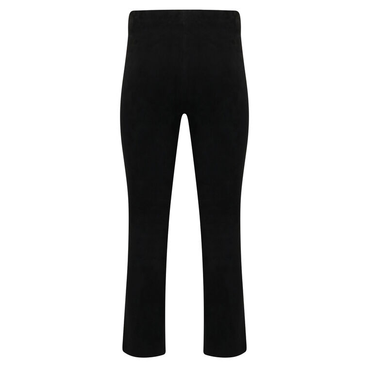 Stretch Suede Split Hem Cropped Pants image number null