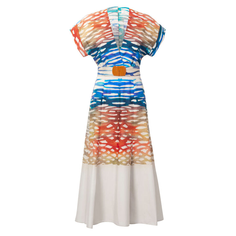 Sakura Cap Sleeve Belted Midi Dress image number null