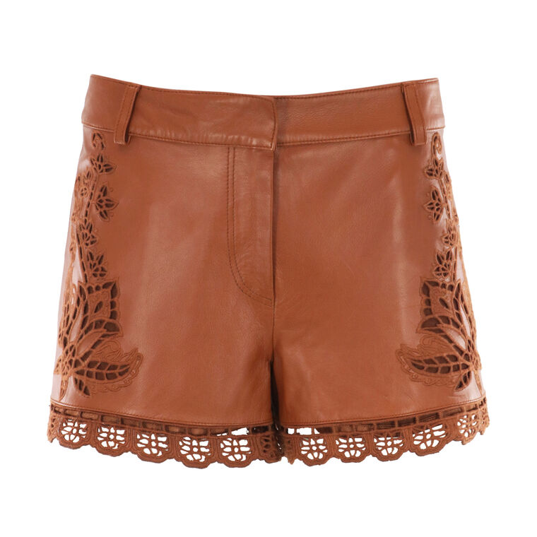 Richelieu Belt Loops Leather Shorts image number null