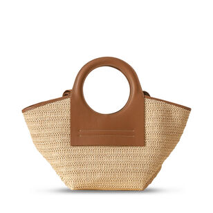 Cala S Raffia Leather-Trimmed Tote Bag