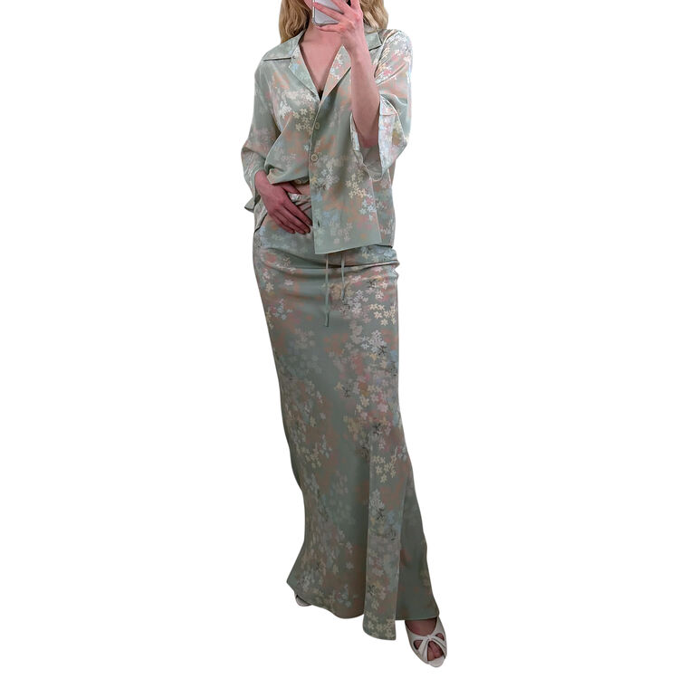 Emily Jasmin Print Silk Maxi Skirt image number null