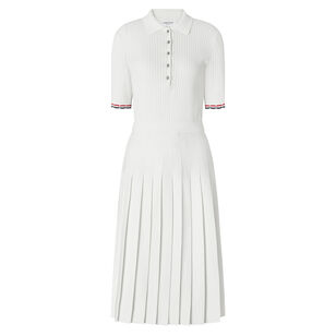 Short Sleeve Pointelle Rib Stitch Midi Dress