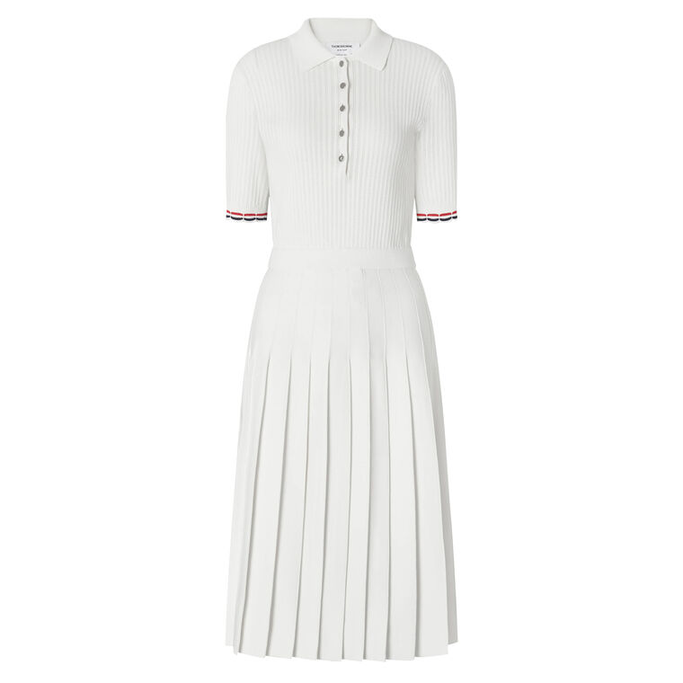 Short Sleeve Pointelle Rib Stitch Midi Dress image number null
