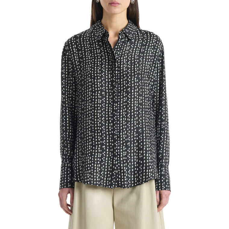 Chika Long Sleeve Silk Button-Front Top image number null