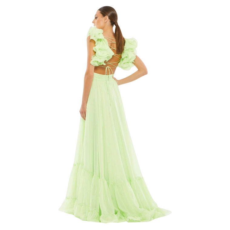 Ruffle Tiered Cut-Out Chiffon Gown image number null