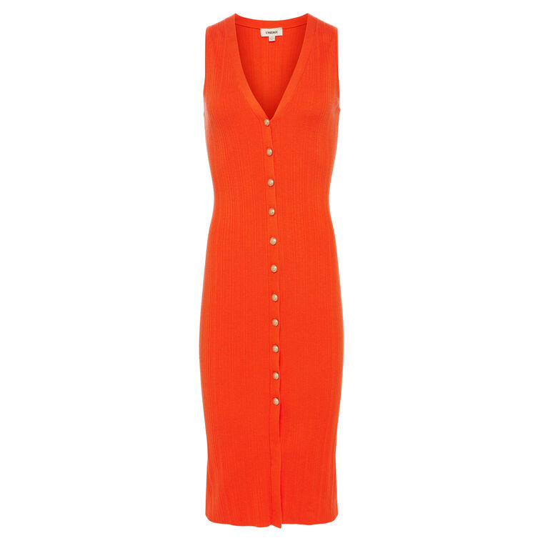 Domino Knit Sleeveless Button Dress image number null