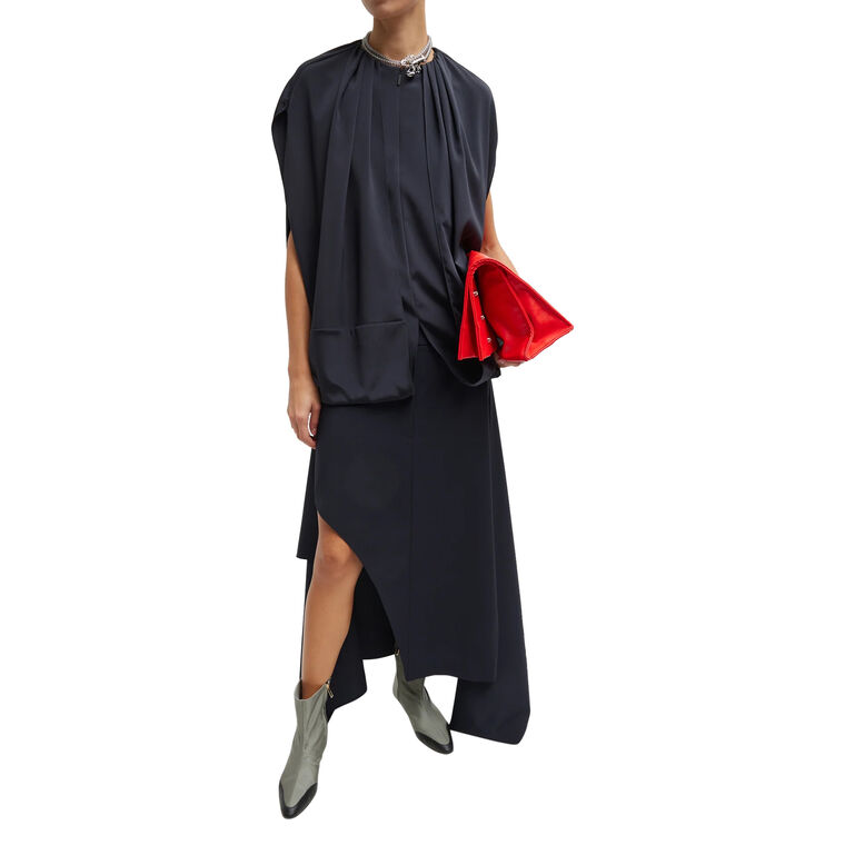 Tropical Wool Tie Front Trouser Midi Skirt image number null