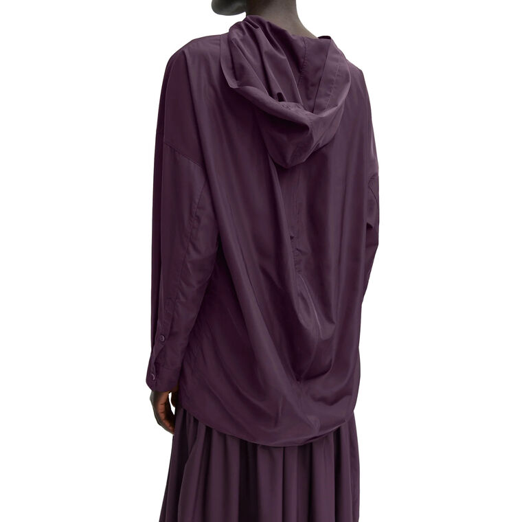 Shirred Nylon Hoodie With Cocoon Back image number null