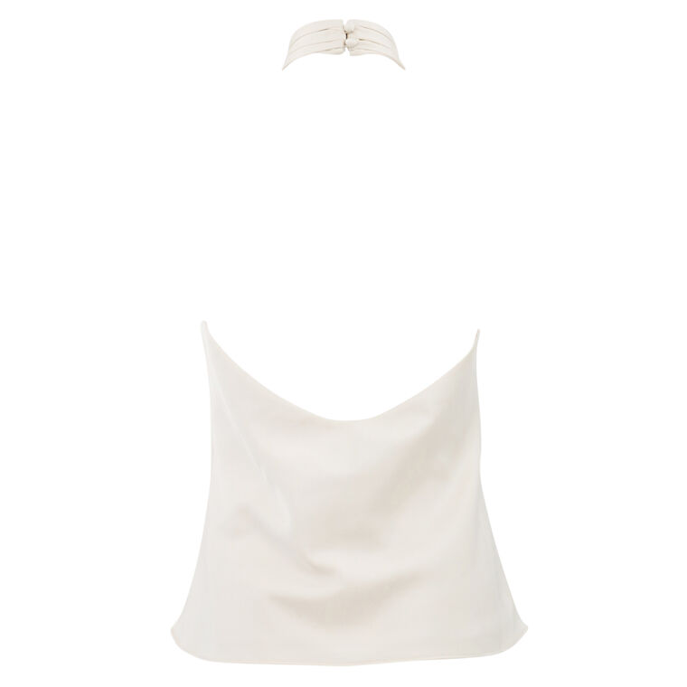 Maya Solid Satin Halterneck Top image number null