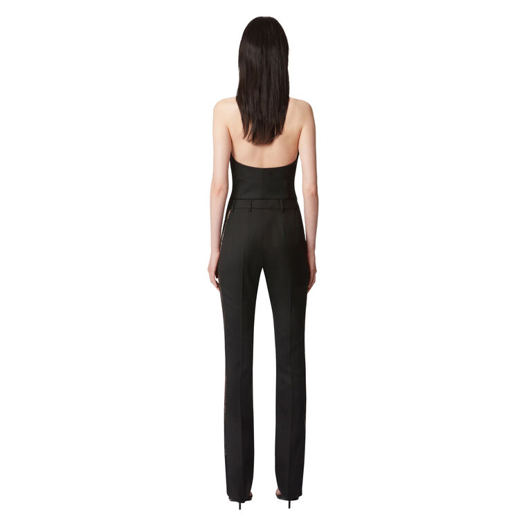 Virgin Wool Gabardine Straight Leg Lace Detail Pant image number null