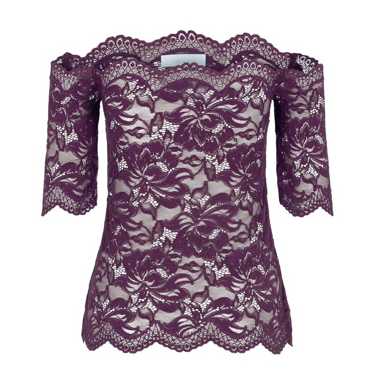 Short Sleeve Off-The-Shoulder Lace Top image number null