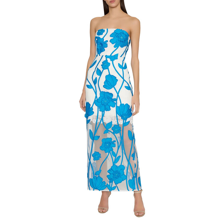 Magnolia Grand Fleur Embroidered Lace Strapless Maxi Dress image number null