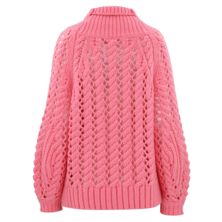 Brushed Cashmere Open Cable-Knit Turtleneck image number null