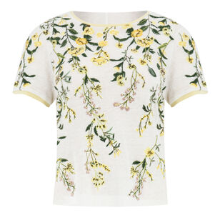 Cindy Short Sleeve Embroidered Cropped Tee