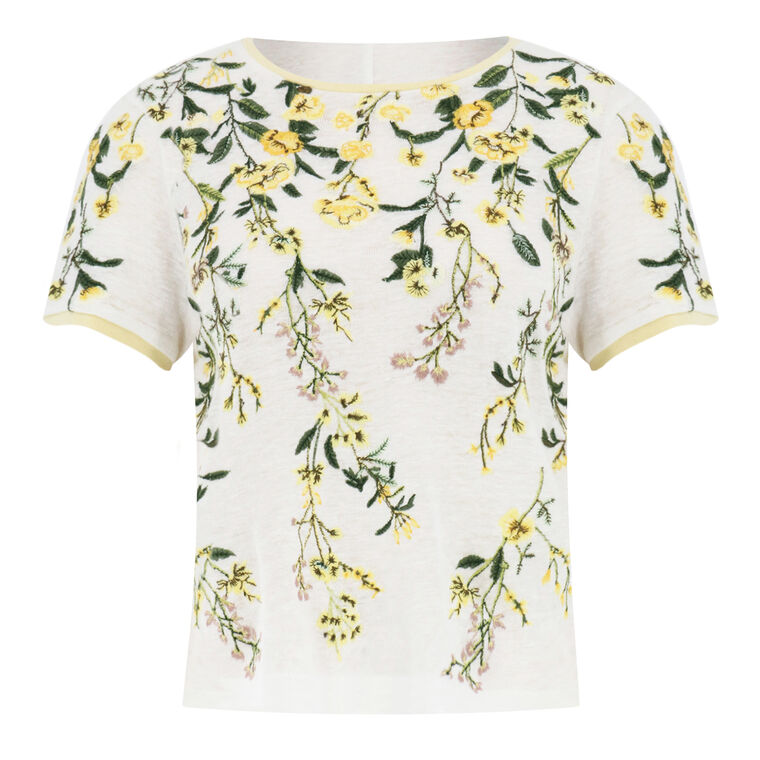 Cindy Short Sleeve Embroidered Cropped Tee image number null