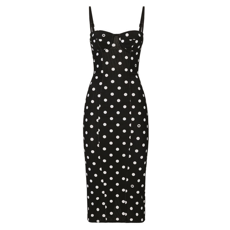 Marquisette Spaghetti Strap Polka Dot Midi Dress image number null