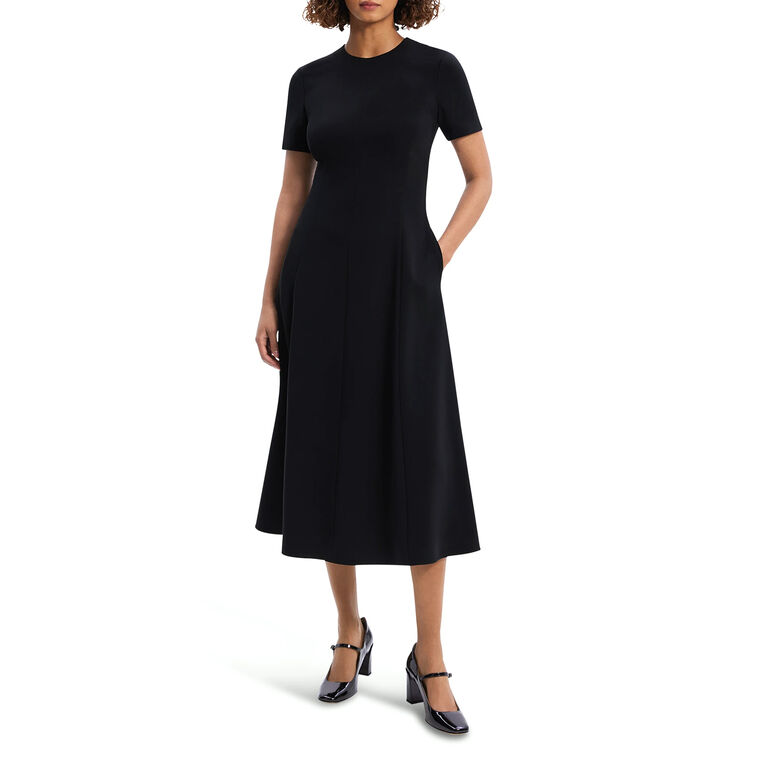 Admiral Crepe Flared Short-Sleeve Midi Dress image number null