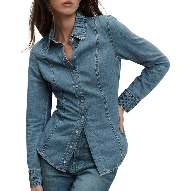 Eddie Rhinestone-Embellished Chambray Shirt image number null