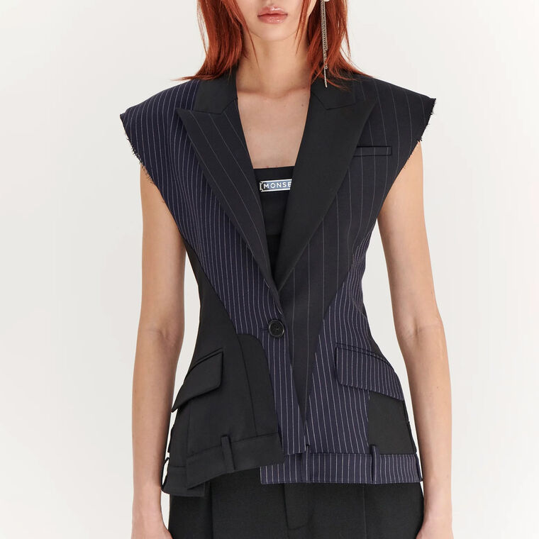 Deconstructed Sleeveless Jacket image number null