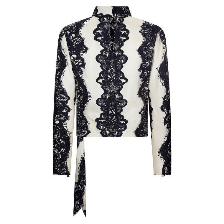Venetian Lace Side Tie Blouse image number null
