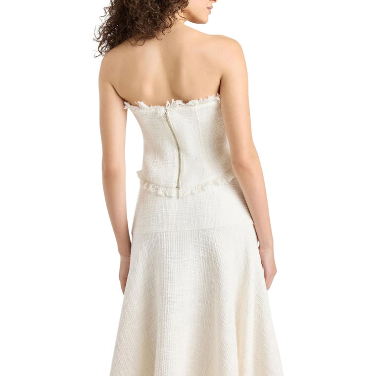 Henriette Crunchy Flowers Strapless Tweed Top image number null