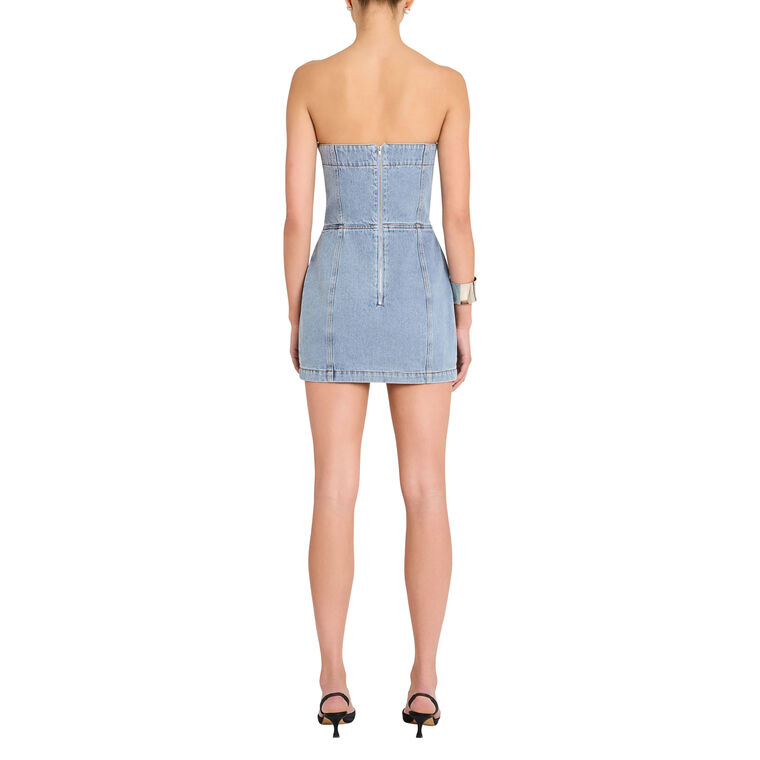 Scorpio Strapless Denim Skort Romper image number null