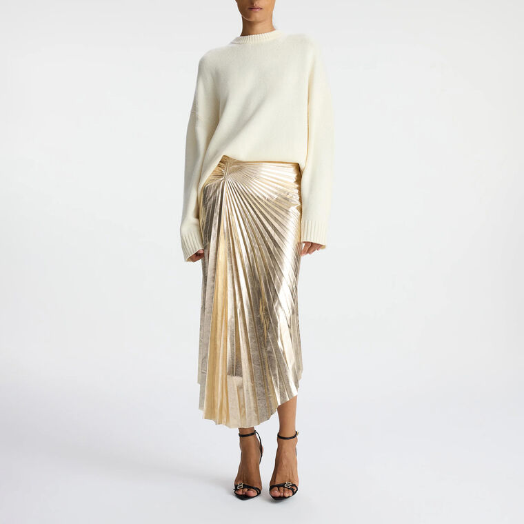 Tori Metallic Vegan Leather Skirt image number null