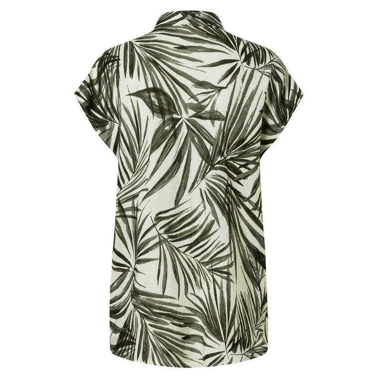 Charlet Short Sleeve Printed Linen Blouse image number null