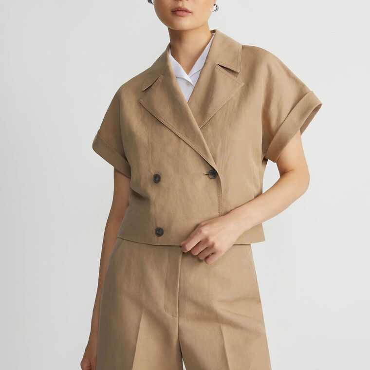 Double Breasted Cropped Shirt Jacket image number null