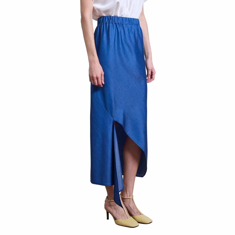 Motion Denim Midi Slip Skirt image number null