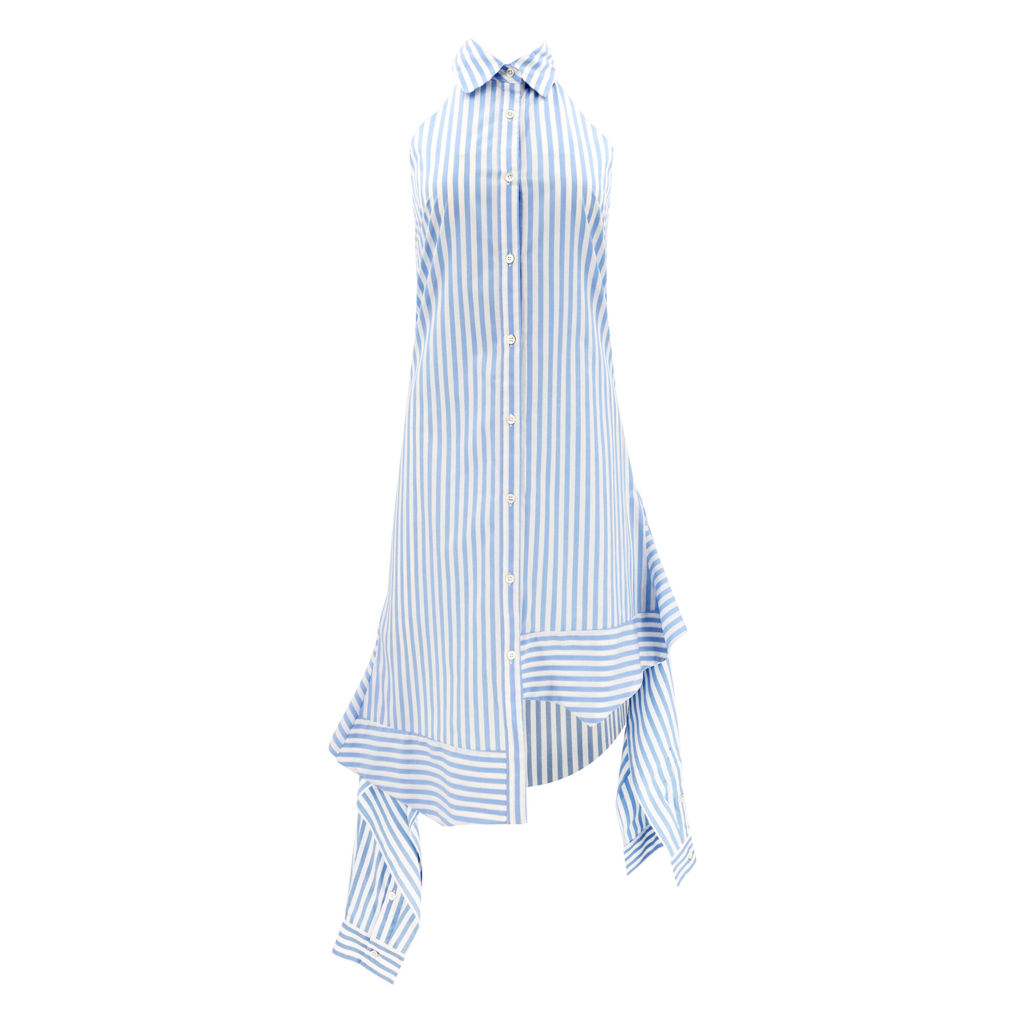 Monse Asymmetric Deconstructed Striped Halter Shirt Dress | Tootsies