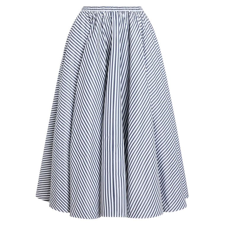 Elasticated Waist Striped Midi Skirt image number null