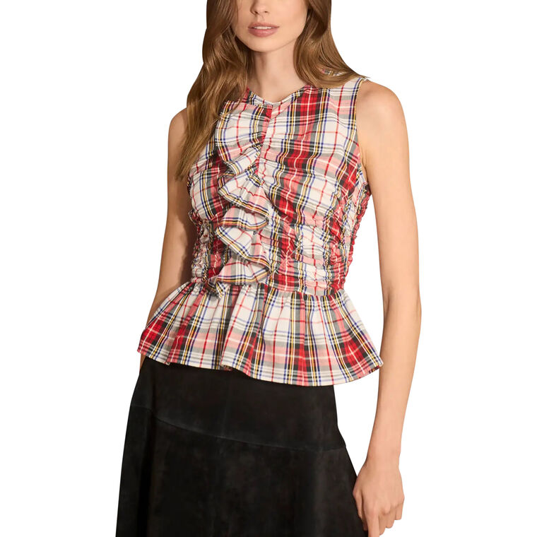 Doering Sleeveless Plaid Peplum Top image number null