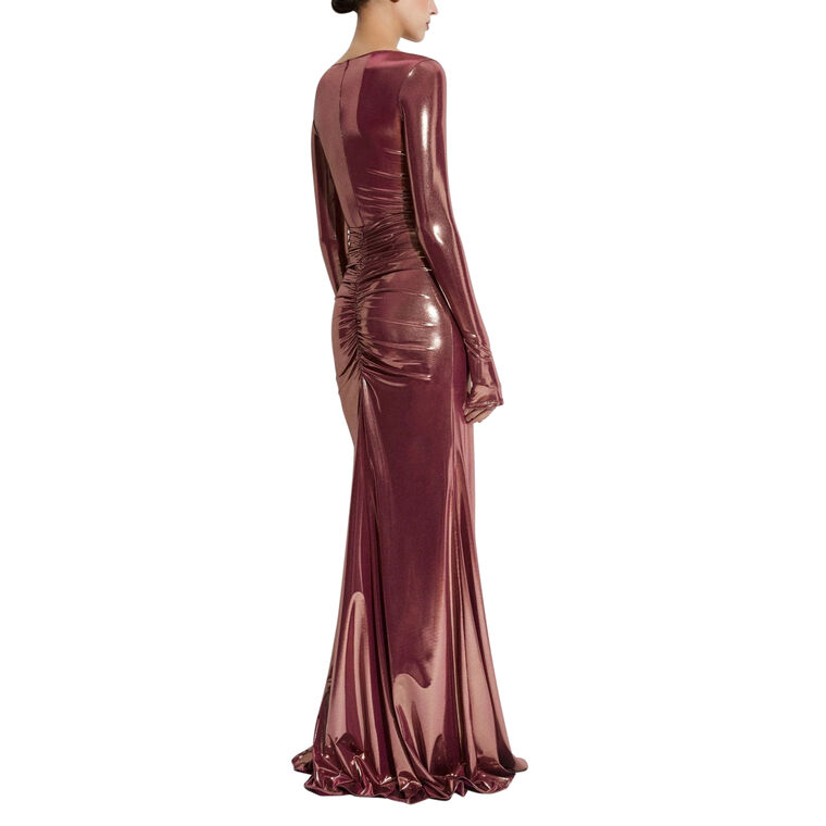 Coated Jersey Ruched Maxi Skirt image number null