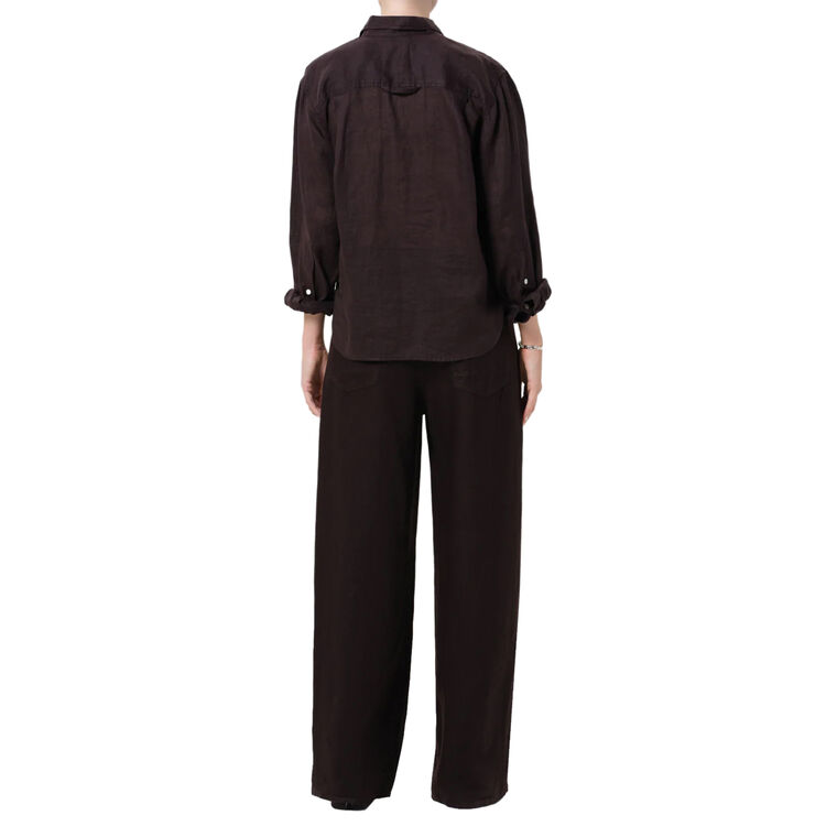 Brynn Drawstring Straight-Leg Linen Trouser image number null