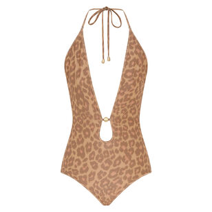 Awaken Metallic Plunge One-Piece Swimsuit