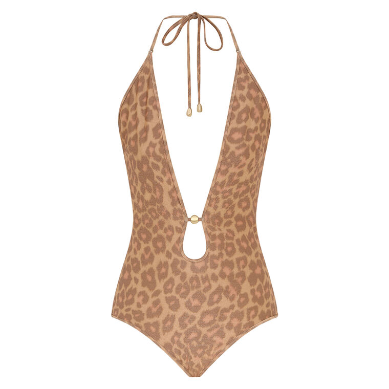 Awaken Metallic Plunge One-Piece Swimsuit image number null