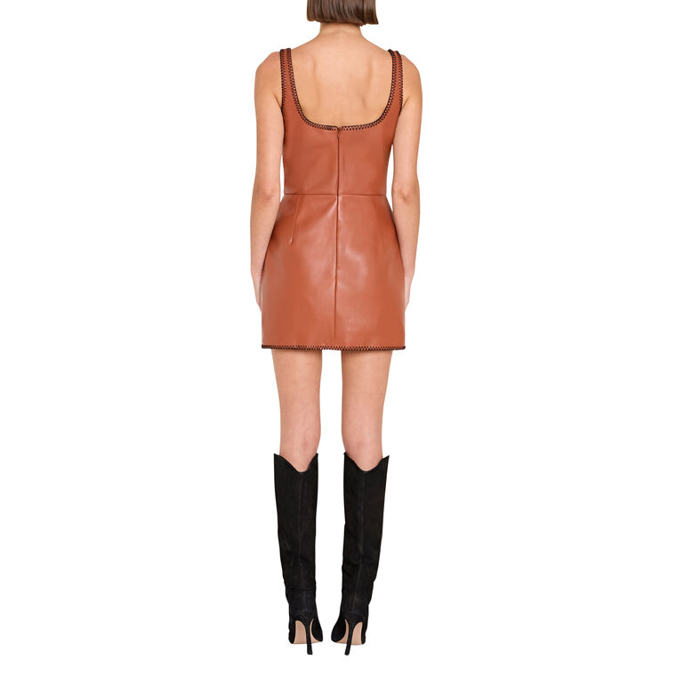 Ginger Vegan Leather Sleeveless Skort Romper image number null